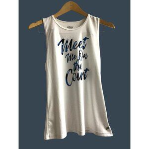 PRINCE- WOMEN'S WHITE GRAPHIC RACE BACK TANK SIZE MEDIUM